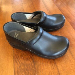 Black Leather Dansko Clogs